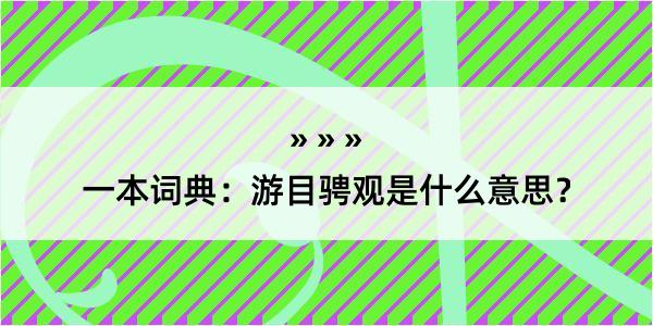 一本词典：游目骋观是什么意思？