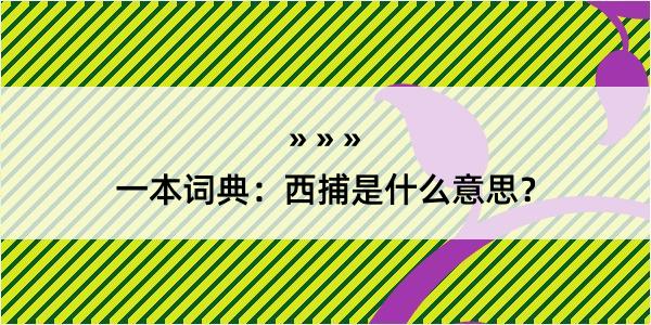 一本词典：西捕是什么意思？