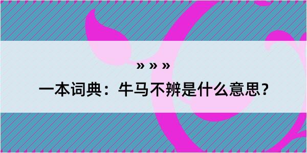 一本词典：牛马不辨是什么意思？