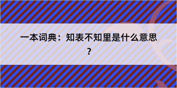 一本词典：知表不知里是什么意思？