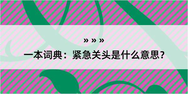 一本词典：紧急关头是什么意思？