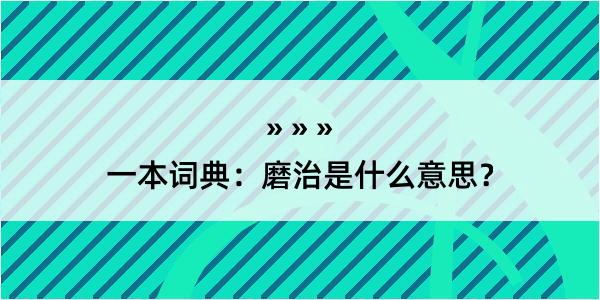 一本词典：磨治是什么意思？