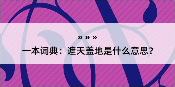 一本词典：遮天盖地是什么意思？