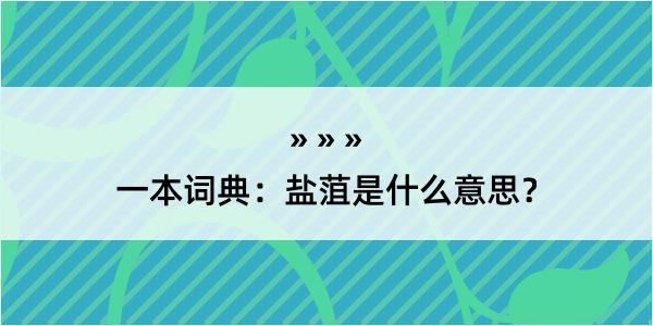 一本词典：盐菹是什么意思？