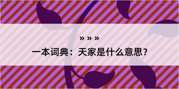 一本词典：天家是什么意思？