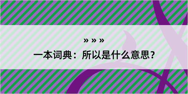 一本词典：所以是什么意思？