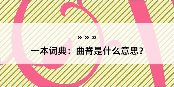 一本词典：曲脊是什么意思？