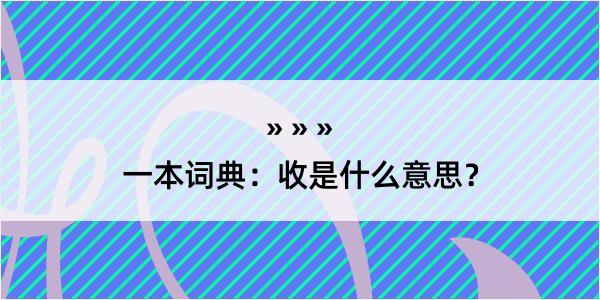 一本词典：收是什么意思？