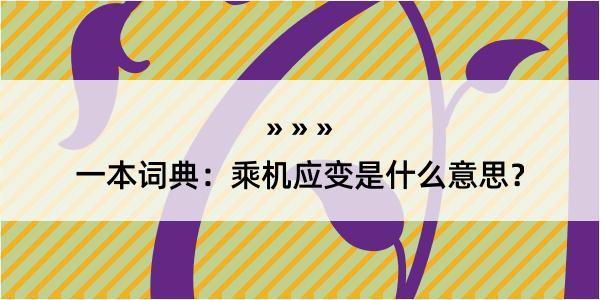 一本词典：乘机应变是什么意思？