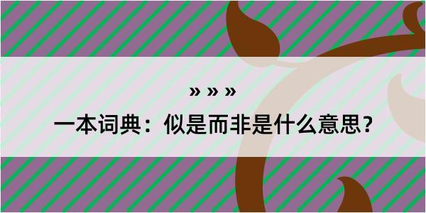 一本词典：似是而非是什么意思？