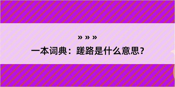 一本词典：蹉路是什么意思？