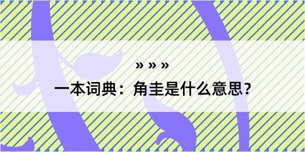 一本词典：角圭是什么意思？