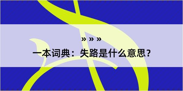 一本词典：失路是什么意思？