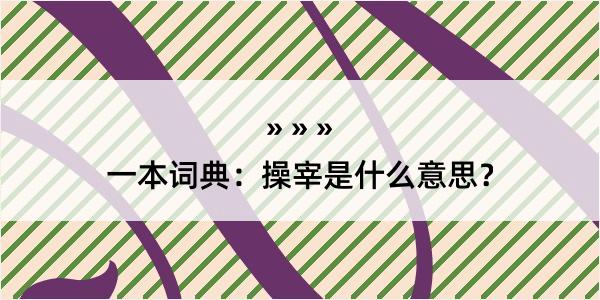 一本词典：操宰是什么意思？