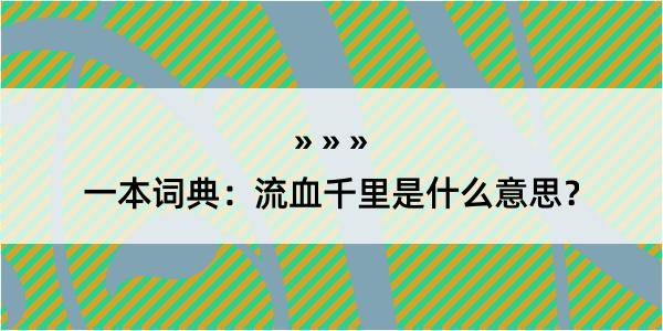 一本词典：流血千里是什么意思？