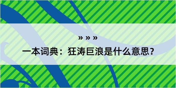 一本词典：狂涛巨浪是什么意思？