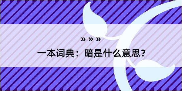 一本词典：暗是什么意思？