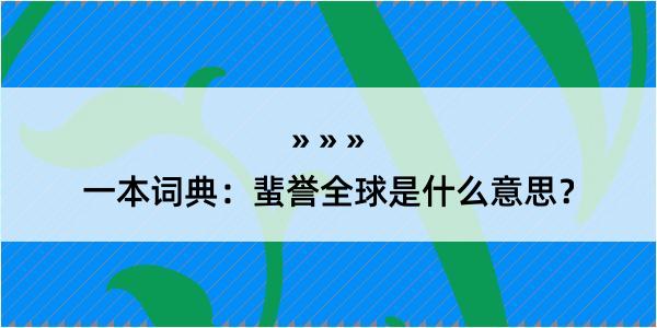 一本词典：蜚誉全球是什么意思？