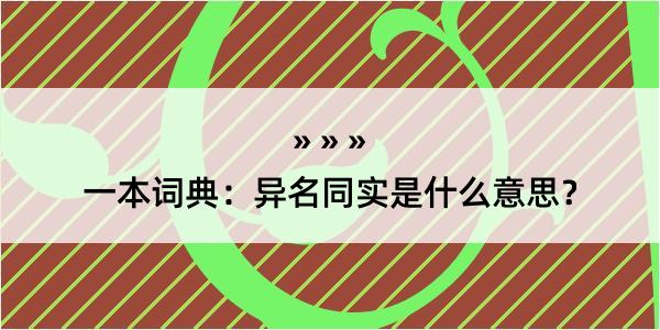 一本词典：异名同实是什么意思？