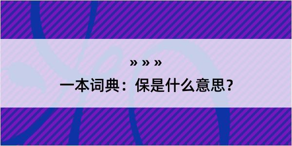 一本词典：保是什么意思？