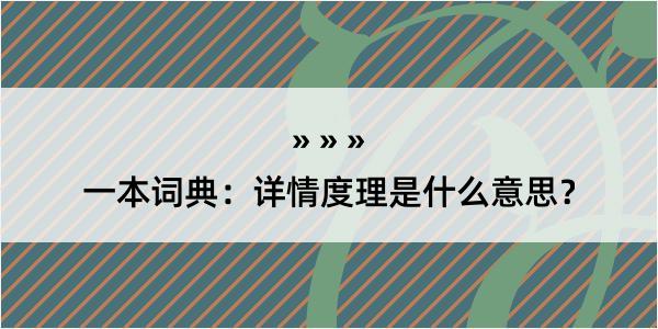 一本词典：详情度理是什么意思？