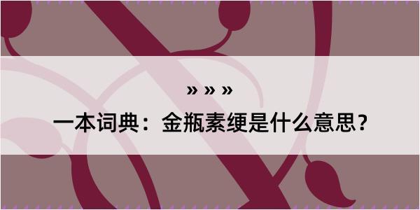 一本词典：金瓶素绠是什么意思？