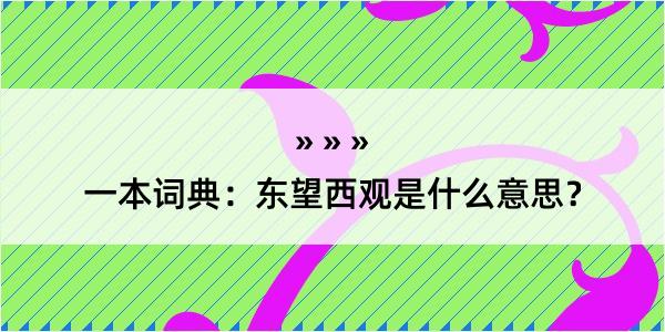 一本词典：东望西观是什么意思？