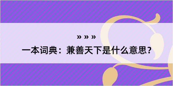 一本词典：兼善天下是什么意思？