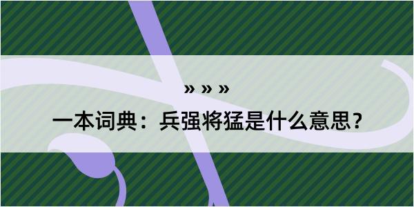 一本词典：兵强将猛是什么意思？