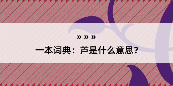 一本词典：芦是什么意思？