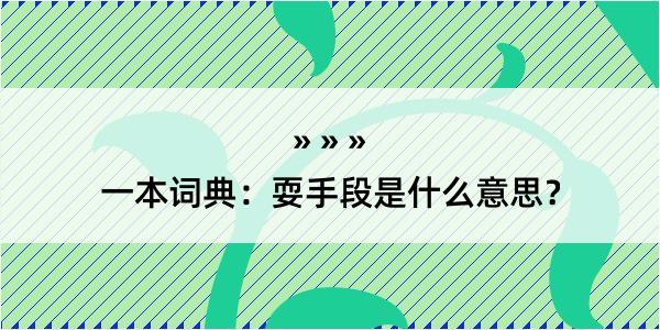 一本词典：耍手段是什么意思？