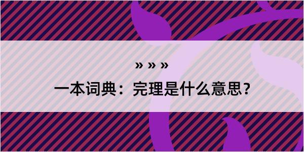 一本词典：完理是什么意思？