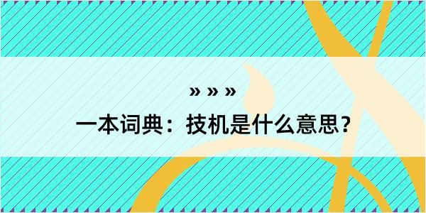 一本词典：技机是什么意思？