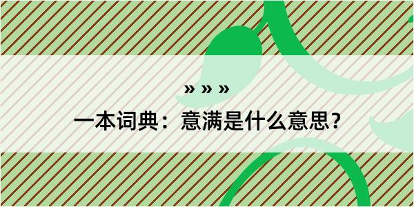 一本词典：意满是什么意思？