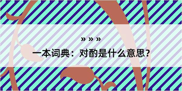 一本词典：对酌是什么意思？