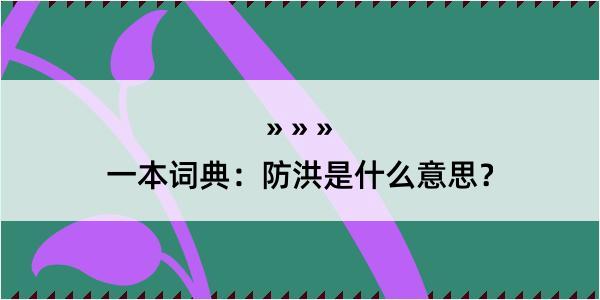 一本词典：防洪是什么意思？