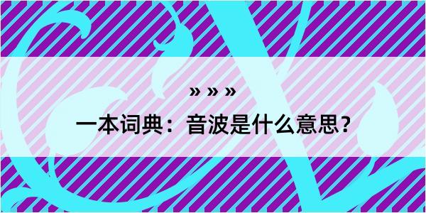 一本词典：音波是什么意思？