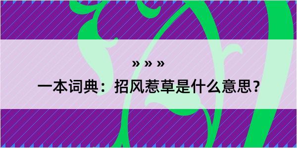 一本词典：招风惹草是什么意思？