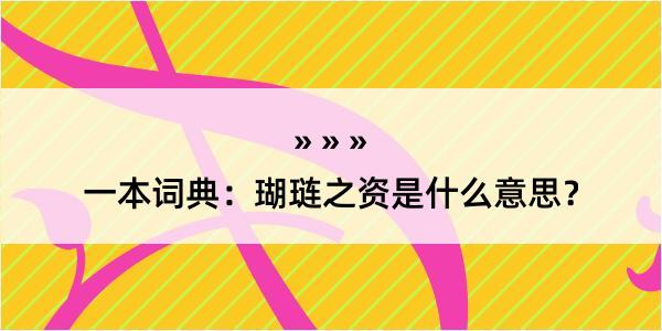 一本词典：瑚琏之资是什么意思？