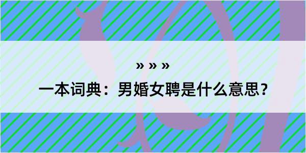 一本词典：男婚女聘是什么意思？