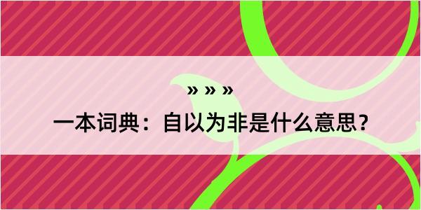 一本词典：自以为非是什么意思？