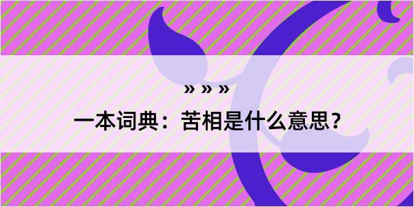 一本词典：苦相是什么意思？