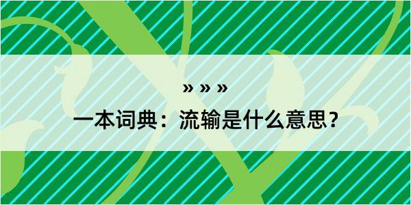 一本词典：流输是什么意思？