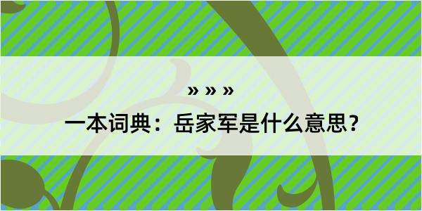 一本词典：岳家军是什么意思？