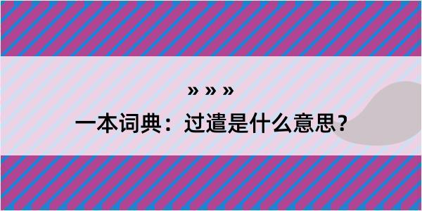 一本词典：过遣是什么意思？