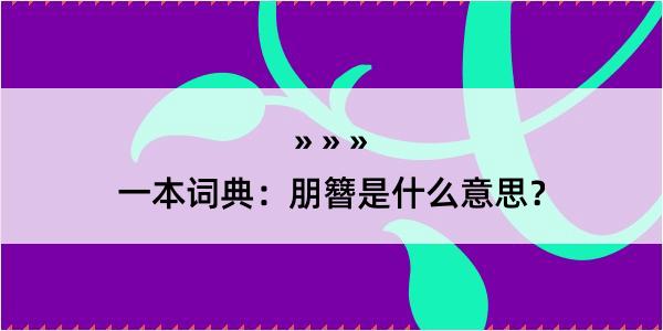 一本词典：朋簪是什么意思？