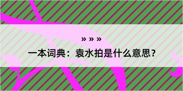 一本词典：袁水拍是什么意思？