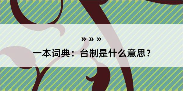 一本词典：台制是什么意思？