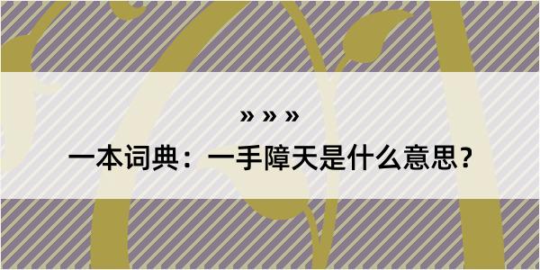 一本词典：一手障天是什么意思？