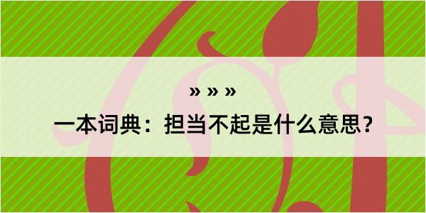 一本词典：担当不起是什么意思？